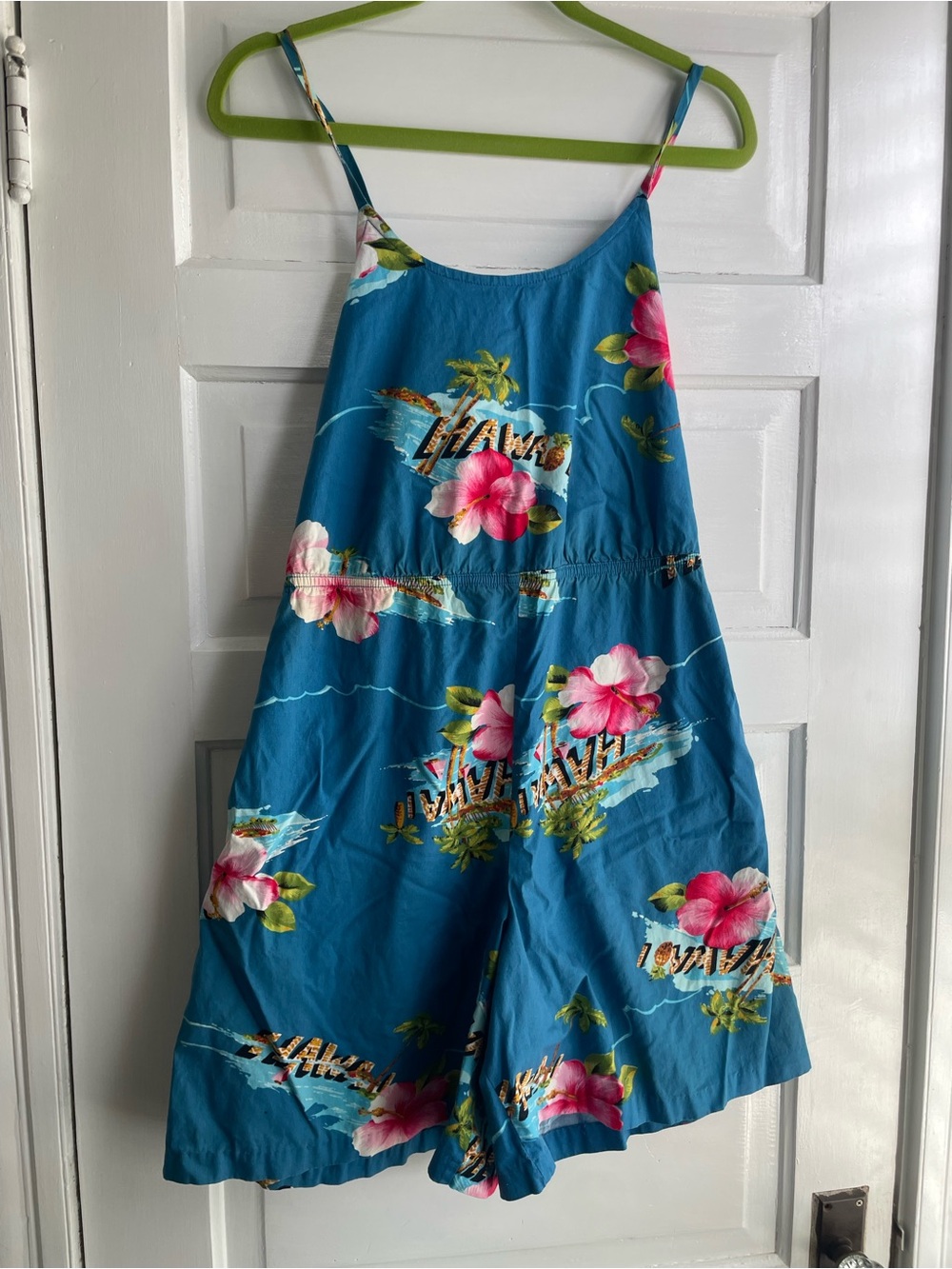 Hilo Hatties Hawaii Vintage Blue Hawaiian Print Romper Size L